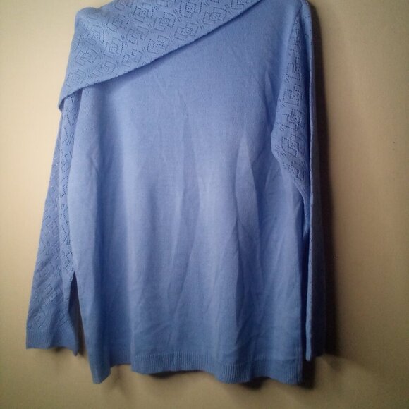 Southern Lady Sweater Pullover M Long Sleeve Cowl Neck Blue - Picture 6 of 16
